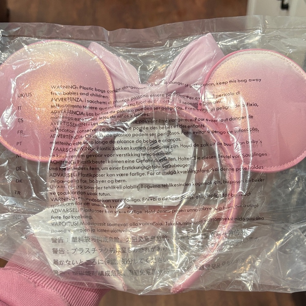 Minnie Mouse Pearled Ear Headband for Adults – Rose Pearl - Picture 2 of 2